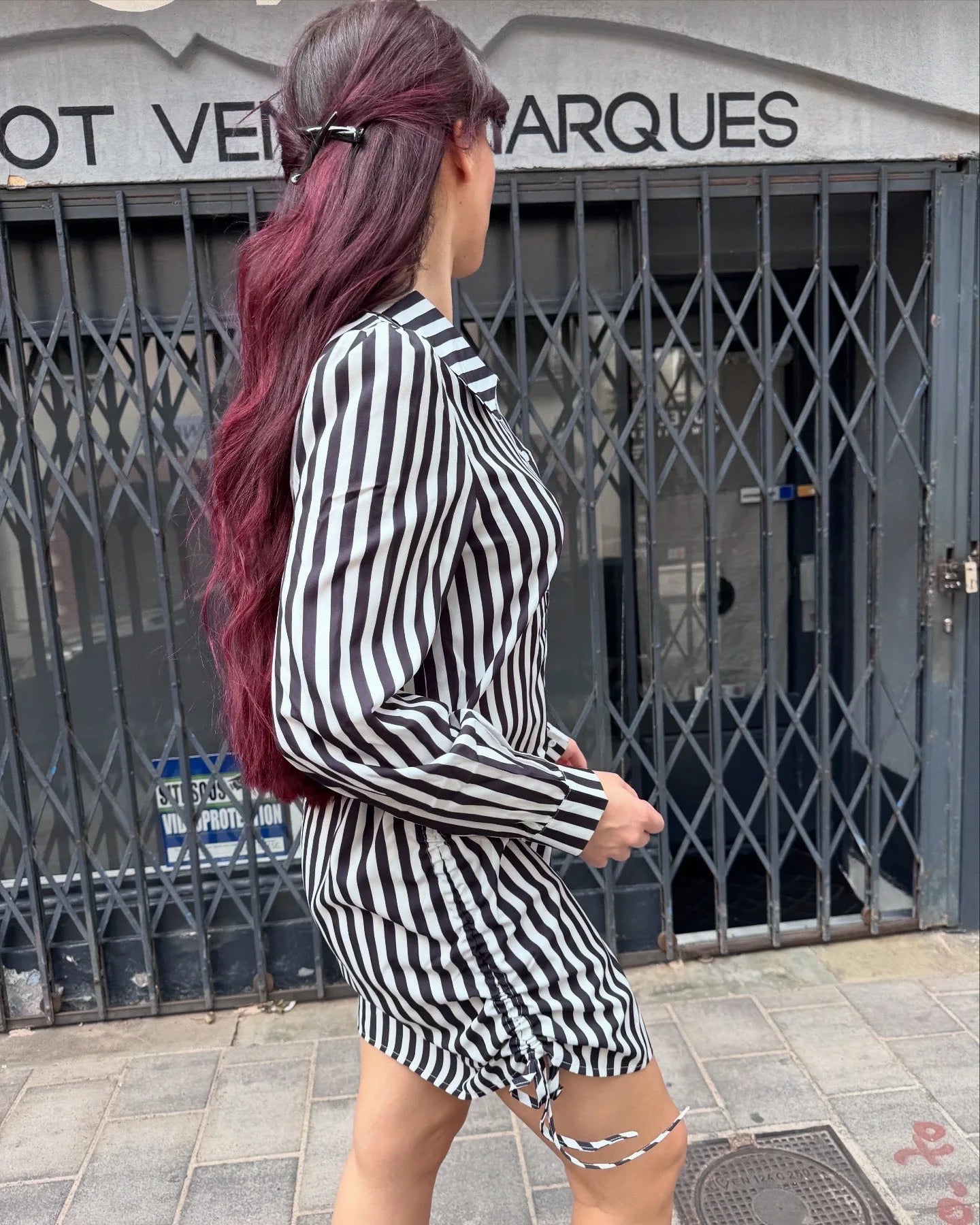 Robe Chemise Courte Rayée Oversize
