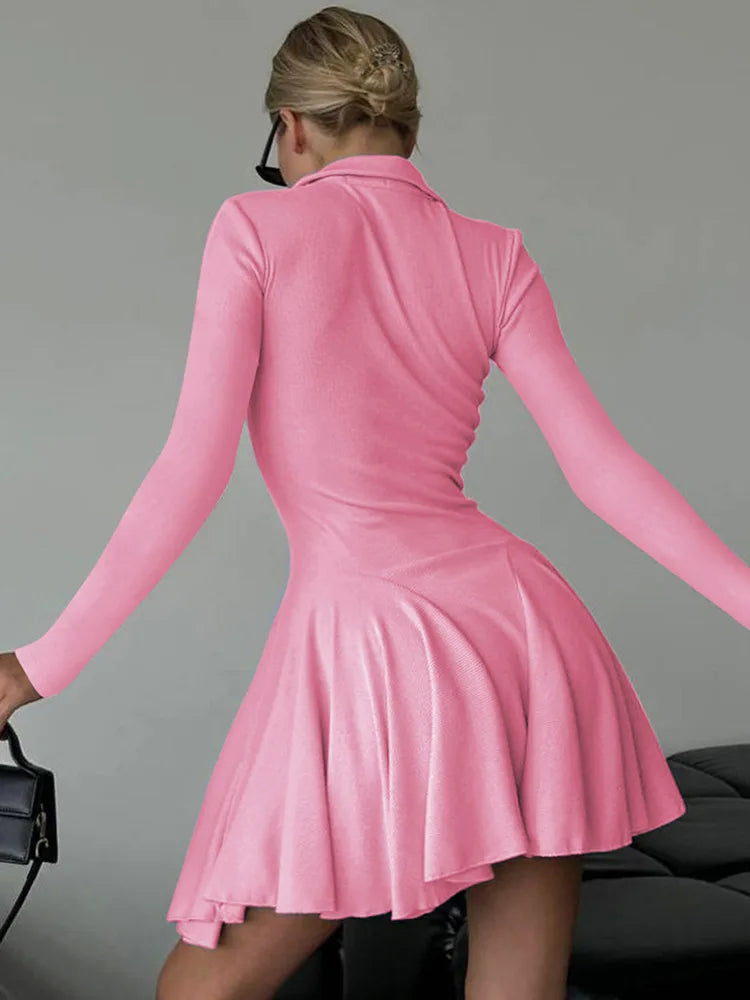 Robe Chemise Courte Cintrée Plissée