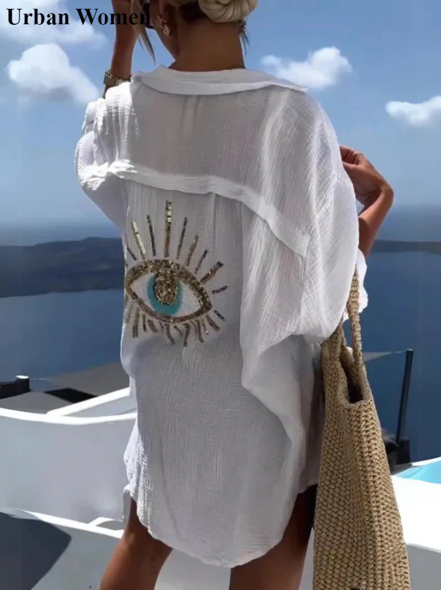tenue décontractée robe en lin oversize