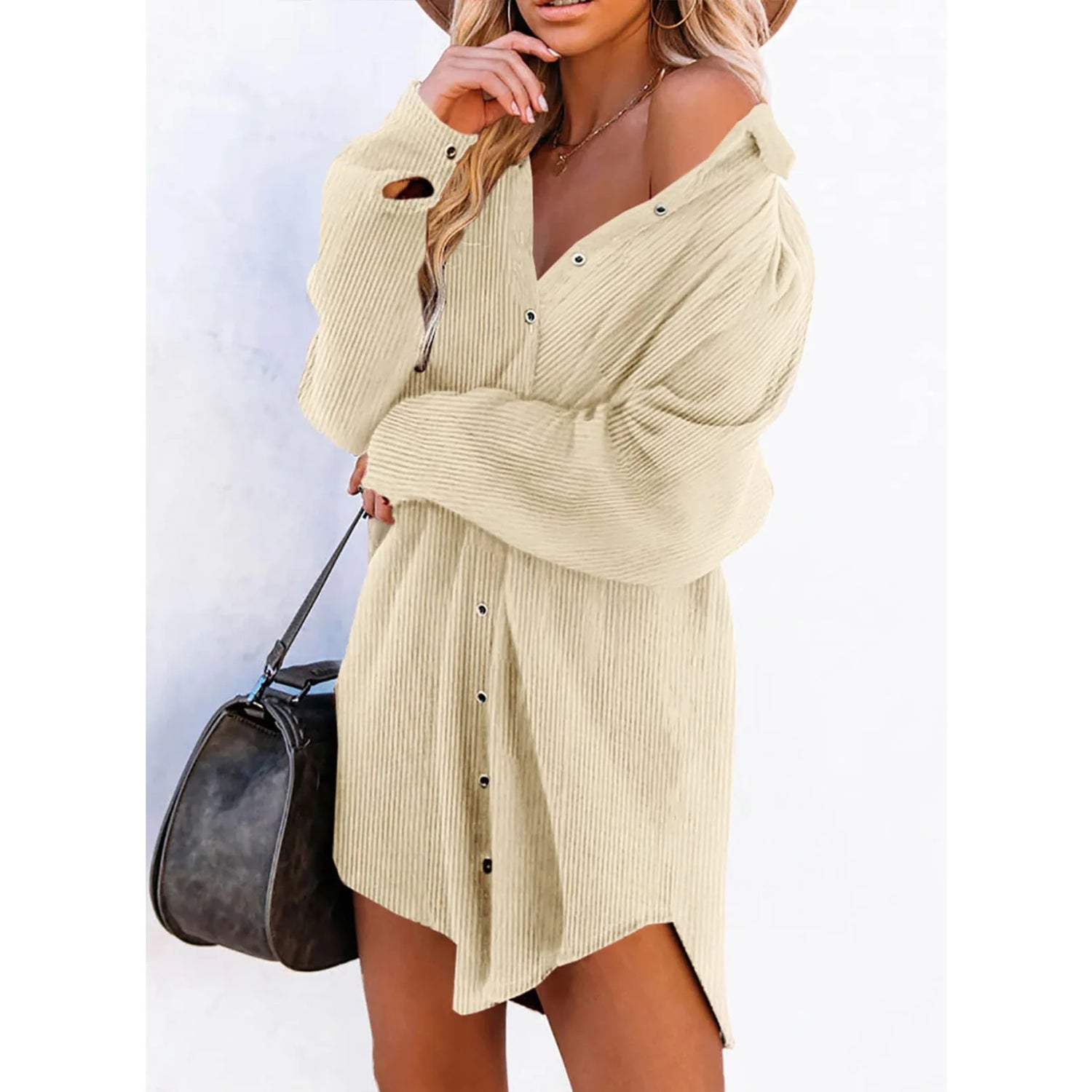 robe chemise beige pour femme
