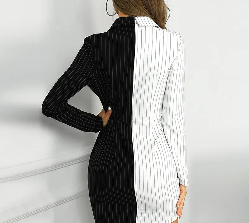 chemise robe rayée en noir et blanc