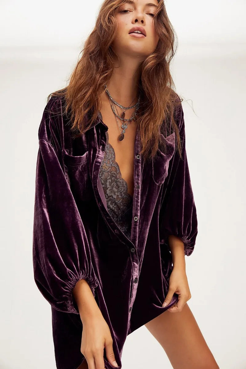robe chemise en velours style oversize