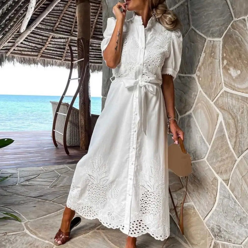 robe longue en broderie anglaise