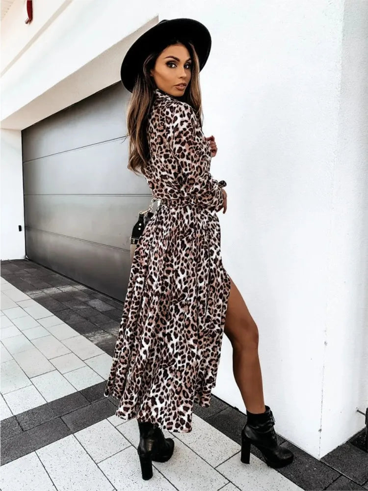 robe longue en tissu léopard