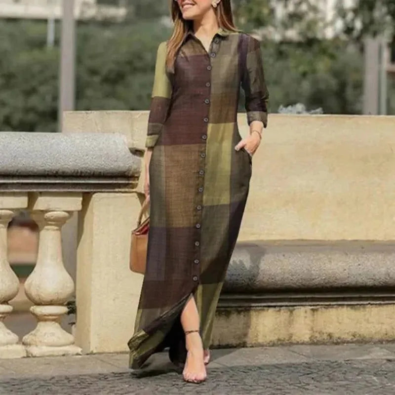 robe longue style chemise avec carreaux