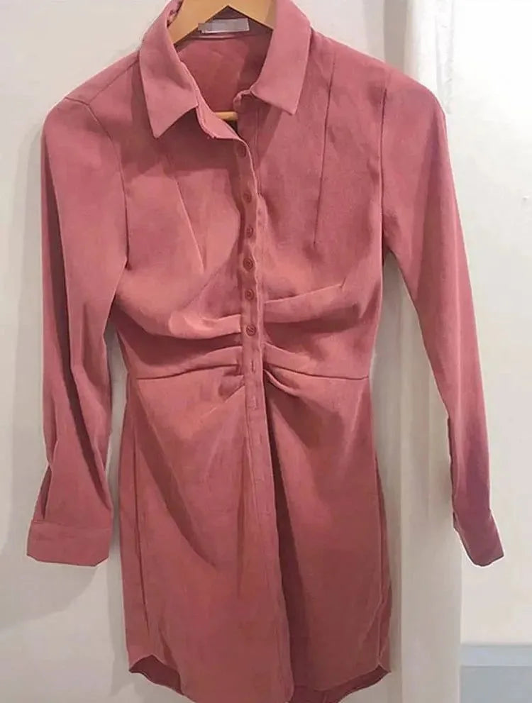 robe chemise élégante rose