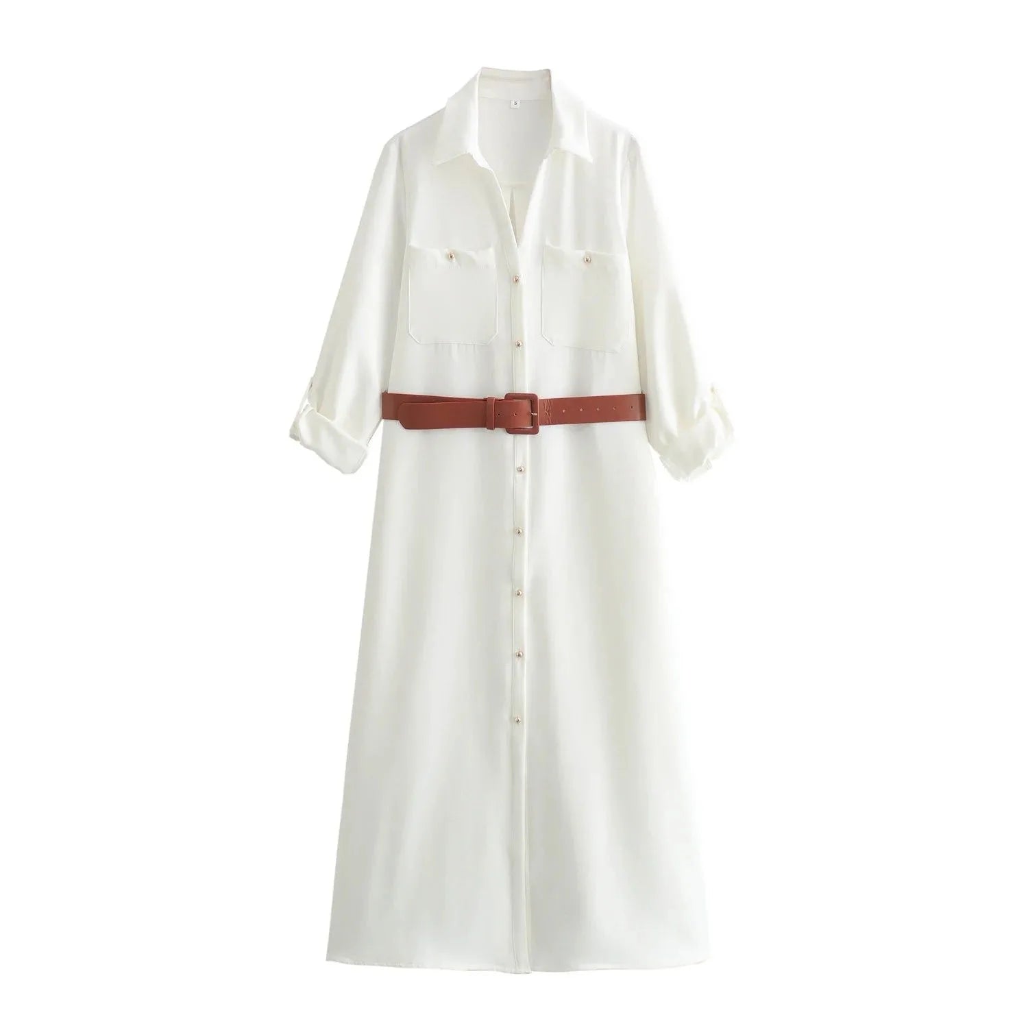 robe blanche avec ceinture de taille