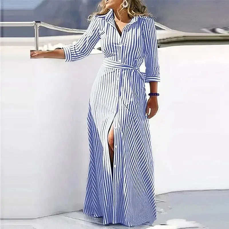 Robe Chemise Rayée Bleu Et Blanc