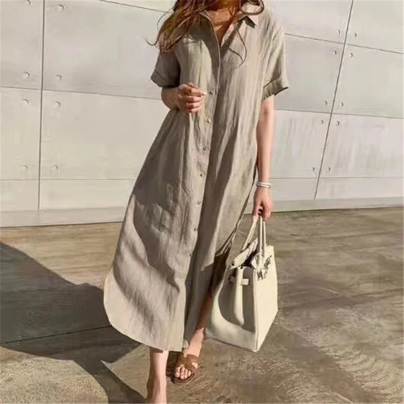 robe chemise en lin pour l'été