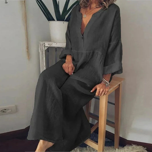 Robe Chemise Lin Noire