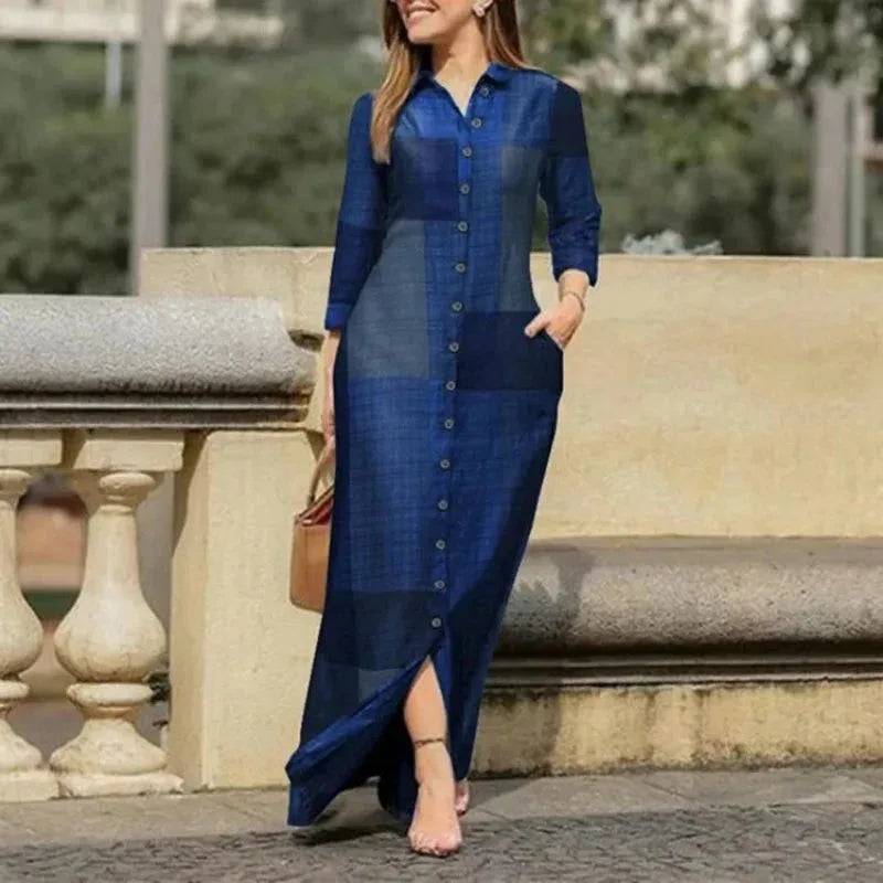 chemise robe longue à motifs carreaux