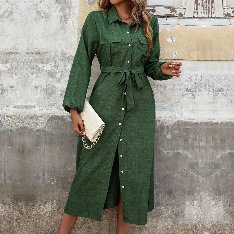 robe verte à manches longues