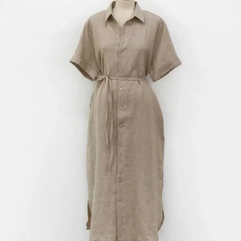 Robe Chemise Style Lin Longue