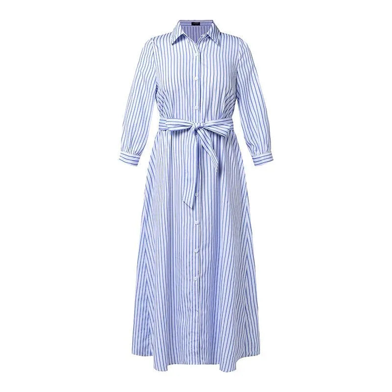 robe chemise à rayures bleues et blanches