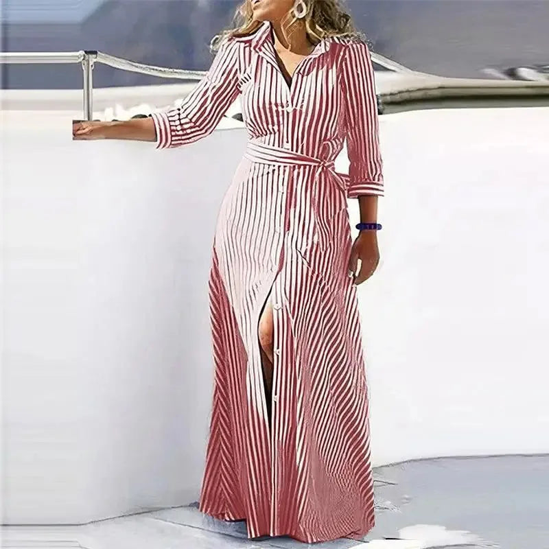 Robe Chemise Rayée Rouge Et Blanche