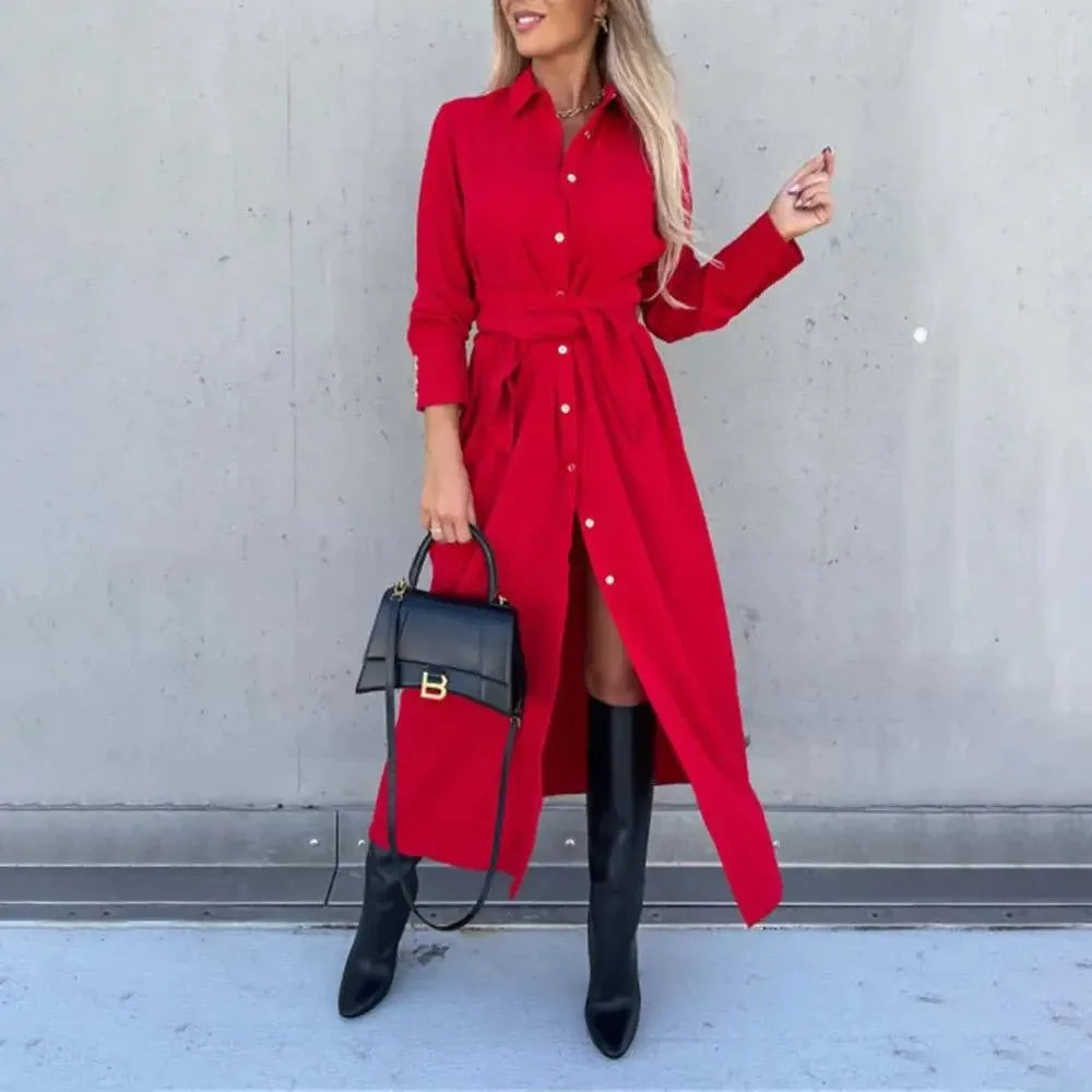 robe chemise en coton rouge