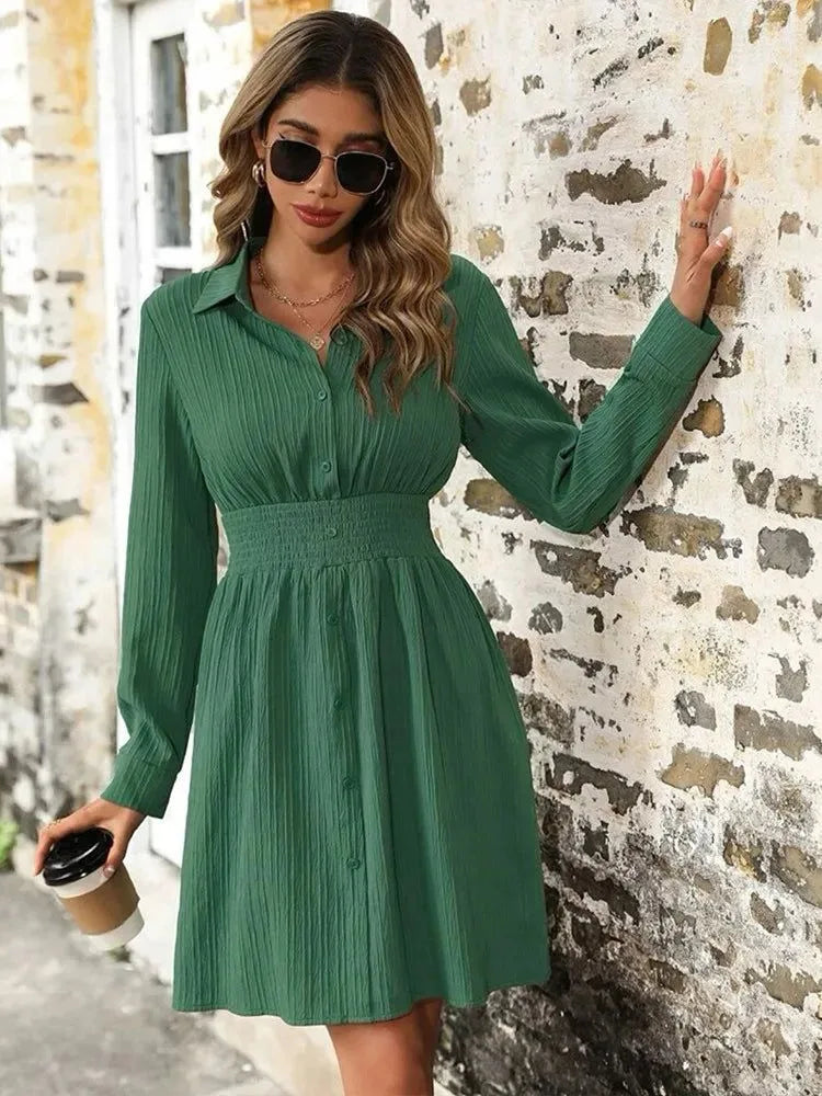 mode robe chemise verte