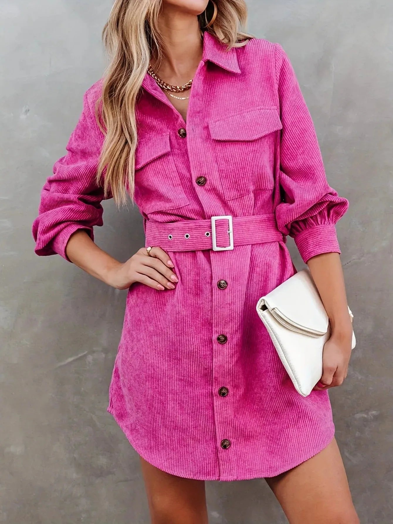 robe velours manches longues ceinturée