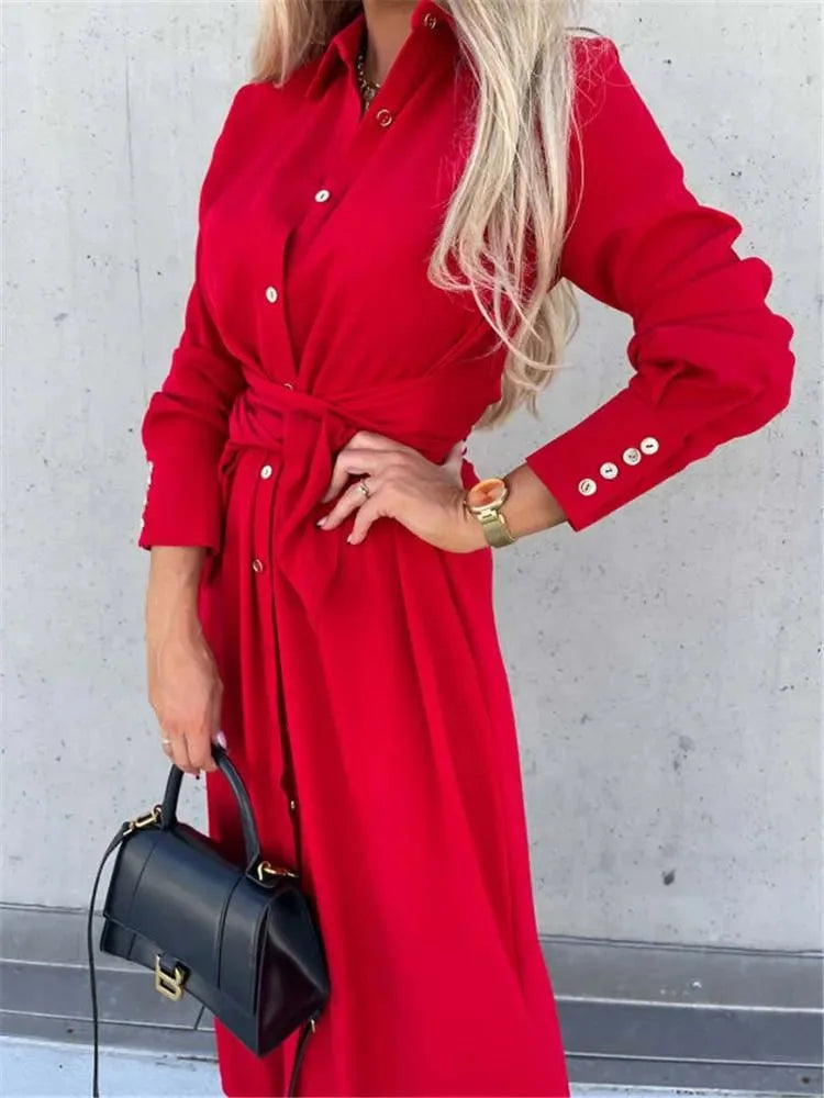 tenue de soirée robe chemise rouge