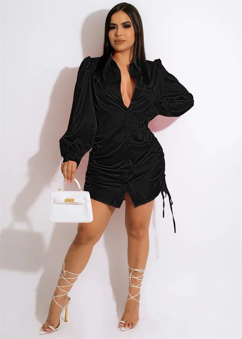 robe chemise noire avec ceinture